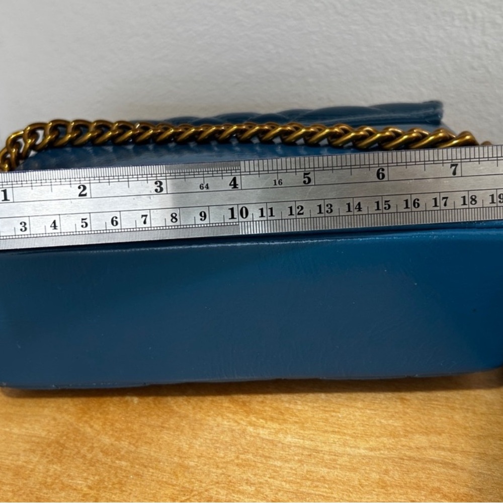 Kurt Geiger Blue Quilted Patent Leather Crossbody Bag - Picture 10 of 11